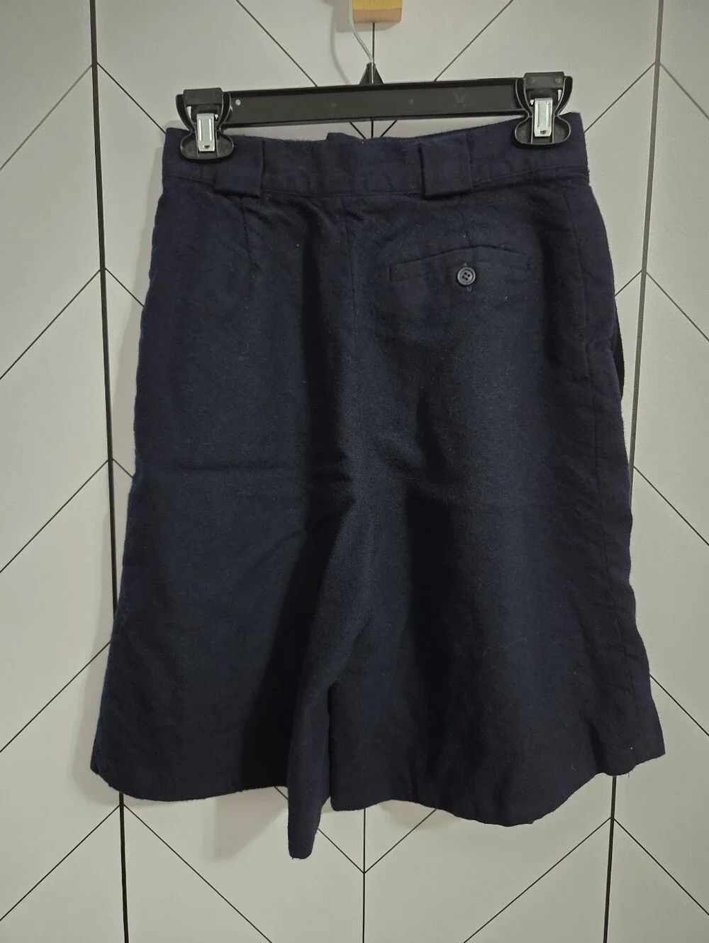 VTG Giorgio Sant'Angelo Merino Wool Pleated Bermuda Shorts Navy Size 6